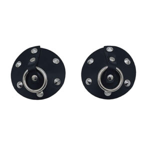Rouge Leather Studded Nipple Covers - Black