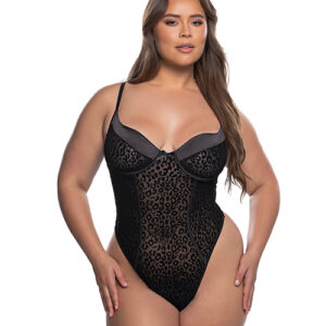 Wild Thing Underwire Teddy - Black Leopard 1X/2X