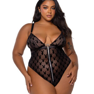 Playboy Bunny Charm Teddy - Black 2X