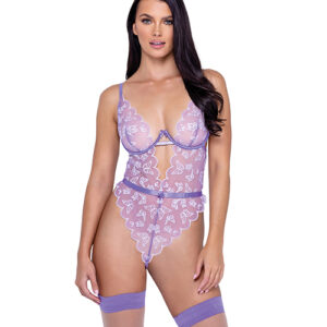 Butterfly Glow Embroidered Teddy Lavender/White LG