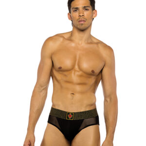 Sacred Heart Briefs w/Studded Elastic Waist Band - Black SM