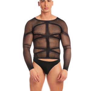 Rainbow Party Cam Boy Mesh 2 pc Set w/Thong - Black S/M
