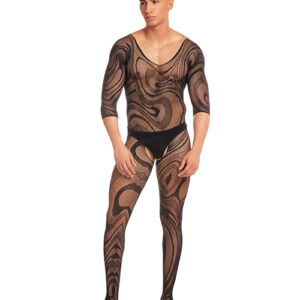 Rainbow Party Supernova Body Stocking 2 pc Set w/Thong - Black S/M
