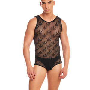 Rainbow Party Night Blaze Singlet 2 pc Set w/Thong - Black S/M