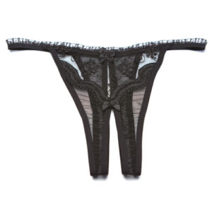 Scalloped Embroidery Crotchless Panty Black O/S